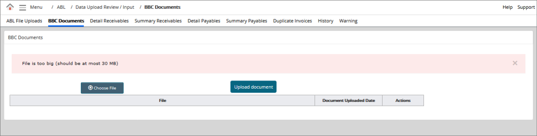 Validation - File size > 30mb